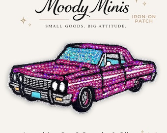 Lowrider Car 2 Sequin & Glitter Embroidered Patch