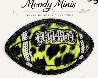 Yellow Cheetah Football Embroidered Patch w/Sequin