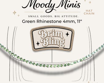 Green Rhinestone 4mm - 11 Inch Hat Chains