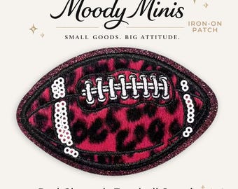 Red Cheetah Football Embroidered Patch w/Sequin