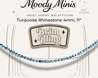 Turquoise Rhinestone 4mm - 11 Inch Hat Chains