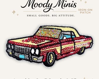 Lowrider Car 3 Sequin & Glitter Embroidered Patch