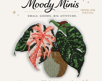 Monstera Pink Houseplant 2 Embroidered Patch