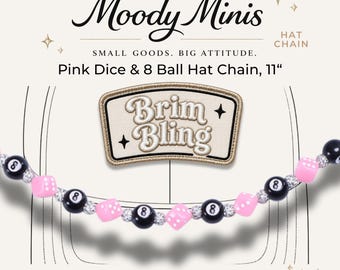 Pink Dice & 8 Ball - 11 Inch Hat Chain