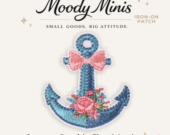 Cottage Seaside Floral Anchor Embroidered Patch