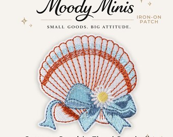 Cottage Seaside Floral Seashell Embroidered Patch