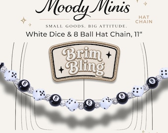 White Dice & 8 Ball - 11 Inch Hat Chain
