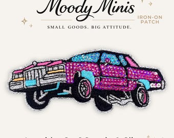 Lowrider Car 1 Sequin & Glitter Embroidered Patch