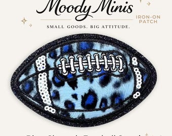 Blue Cheetah Football Embroidered Patch w/Sequin