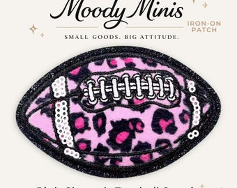 Pink Cheetah Football Embroidered Patch w/Sequin