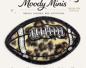 Brown/Tan Cheetah Football Embroidered Patch w/Sequin