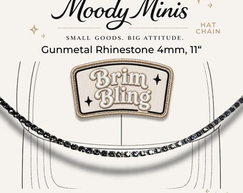 Gunmetal Rhinestone 4mm - 11 Inch Hat Chains