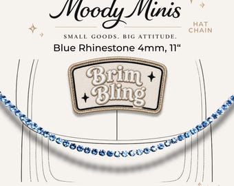 Blue Rhinestone 4mm - 11 Inch Hat Chains