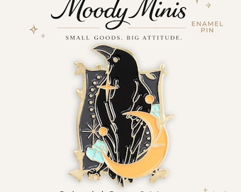 Celestial Crow & Moon Enamel Pin