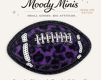 Purple Cheetah Football Embroidered Patch w/Sequin