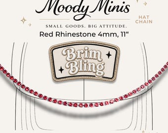 Red Rhinestone 4mm - 11 Inch Hat Chains