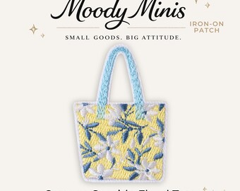 Cottage Seaside Floral Tote Embroidered Patch