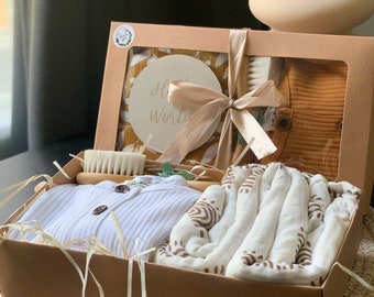 Nieuwe baby geschenkdoos set genderneutrale babyshower geschenkdoos voor babymeisje/jongen, welkom babycadeau voor nieuwe ouders, handgemaakte babycadeaus