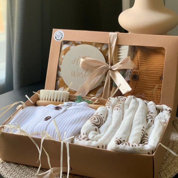 Nieuwe baby geschenkdoos set genderneutrale babyshower geschenkdoos voor babymeisje/jongen, welkom babycadeau voor nieuwe ouders, handgemaakte babycadeaus