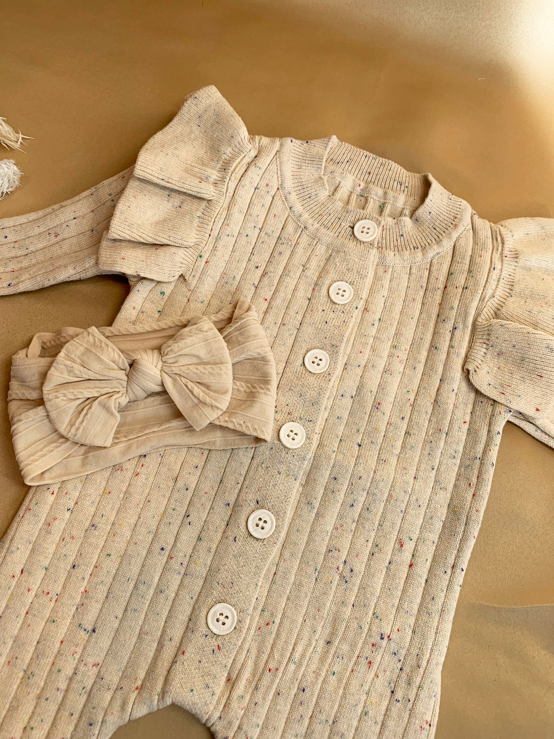 Baby Girl Knit Romper Onesie Knit Baby Clothes Neutral Etsy UK