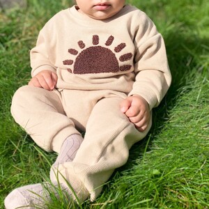 Unisex Baby and Toddler Comfy Lounge Set, Sunshine Embroidery Neutral Kids Tracksuit, Spring and Autumn Clothes Boy/ Girl Matching Sets image 3