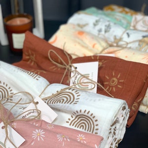 Envoltório de musselina grande para bebê, cobertor multiuso para meninas/meninos, envoltório de musselina para bebês, novo presente de bebê, muitas estampas disponíveis