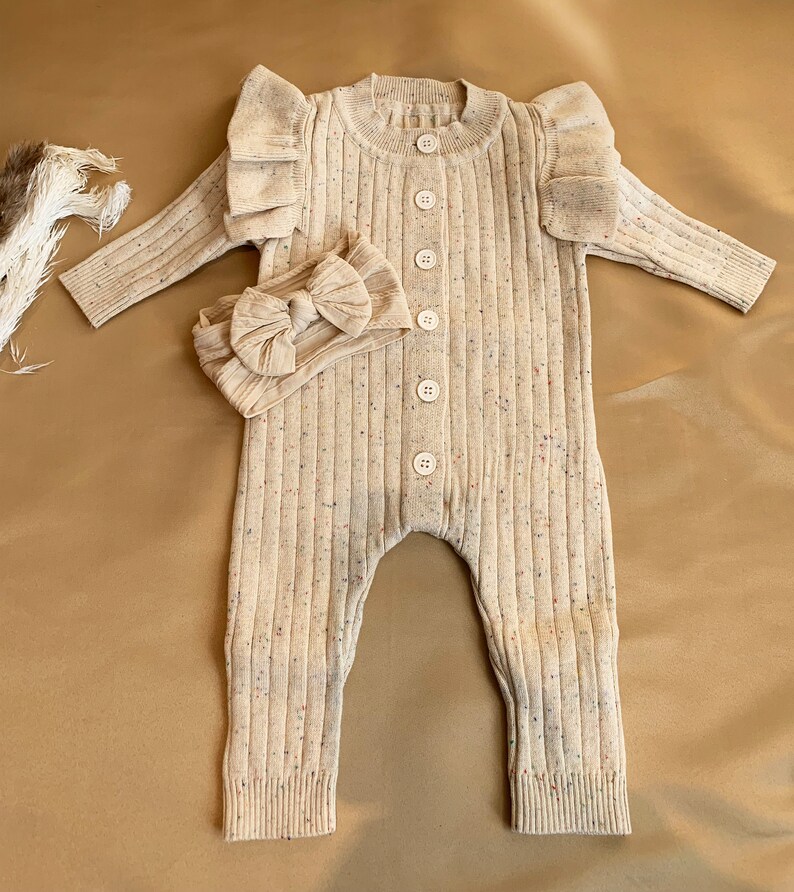 Baby Girl Knit Romper Onesie Knit Baby Clothes Neutral Etsy UK
