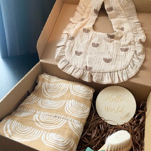 New Baby Gift Box Set Neutral Baby Shower Gift Box For Baby Girl, Welcome Baby Gift For New Parents, Baby Girl Hamper, Baby Handmade Gifts