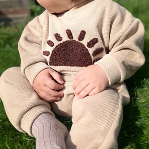 Unisex Baby and Toddler Comfy Lounge Set, Sunshine Embroidery Neutral Kids Tracksuit, Spring and Autumn Clothes Boy/ Girl Matching Sets image 2