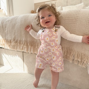 Baby& Toddler Daisy Dungarees , Girl Floral Spring Overalls , Girl Summer Outfit, Toddler Girl Floral Romper
