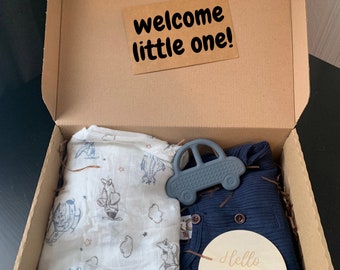 New Baby Gift Box Set Gender Reveal Baby Shower Gift Box For Baby Boy , Welcome Baby Gift For New Parents, Baby Handmade Gifts