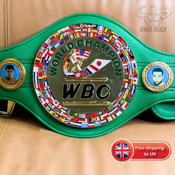 WBC World Championship Replica Belt World Boxing Council Full Size Adult, Buckle Closer  Boxing Belt, Synthetic Leather & WBC Champion Belt