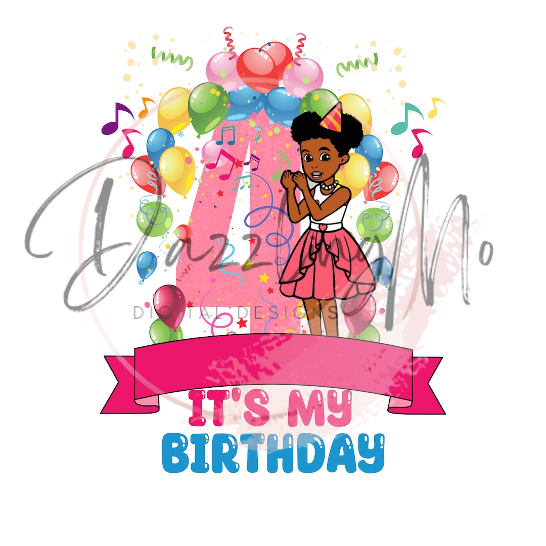 4th Birthday Gracie It’s My Birthday Digital PNG Transparent Background