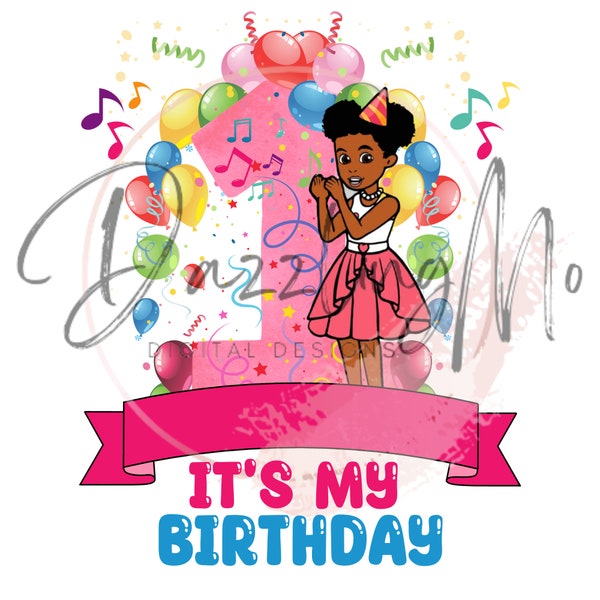 1st Birthday | Gracie | It's My Birthday | Digital PNG | Transparent Background | Customizable | T-Shirt Not Included
