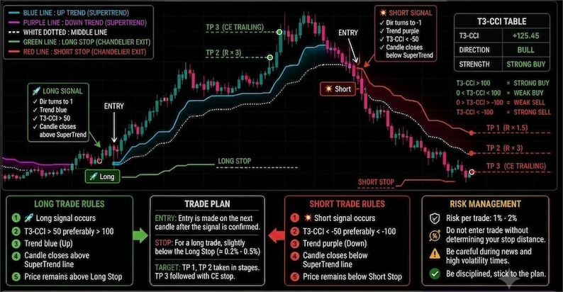PremiumTrend Forex TradingView Indicator – SuperTrend, T3-CCI Signals (Digital Download) image 2