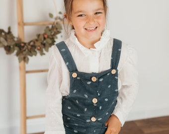 Denim set for girl. Aurekidstore handmade clothes for kids. Blouse and overalls.