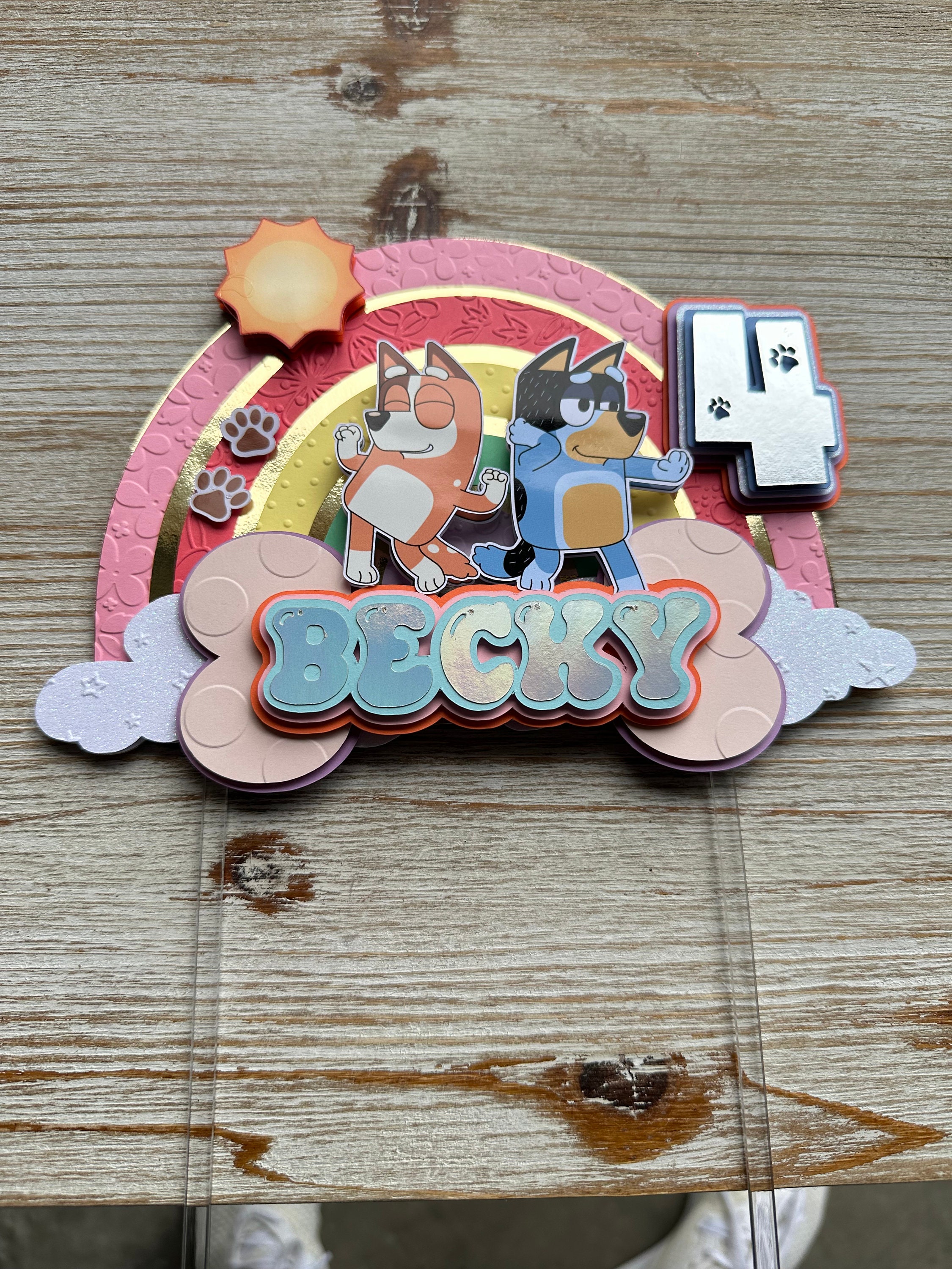 Rainbow Bluey cake topper/ rainbow cake topper