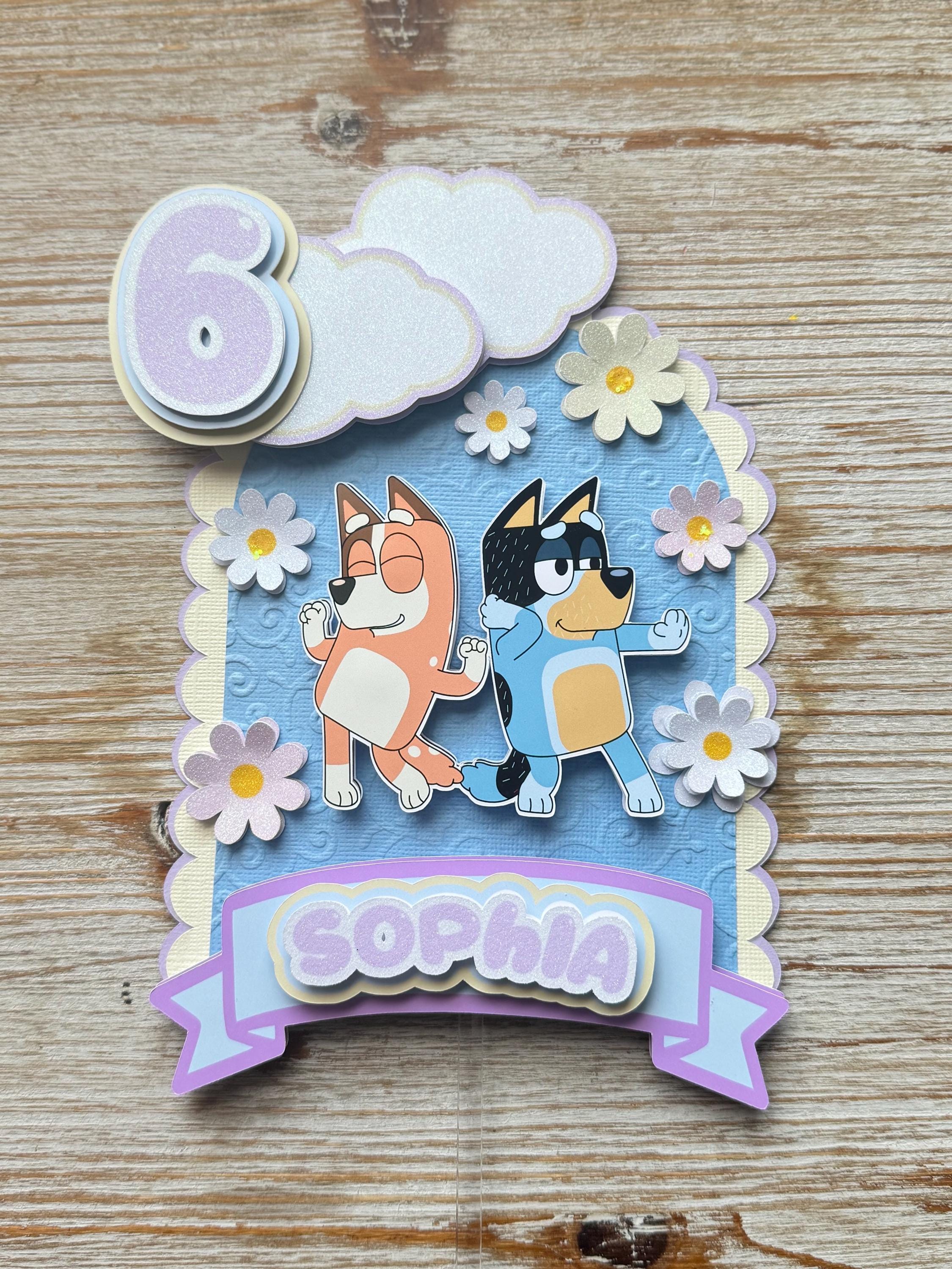 Blue Dog Floral Cake Topper