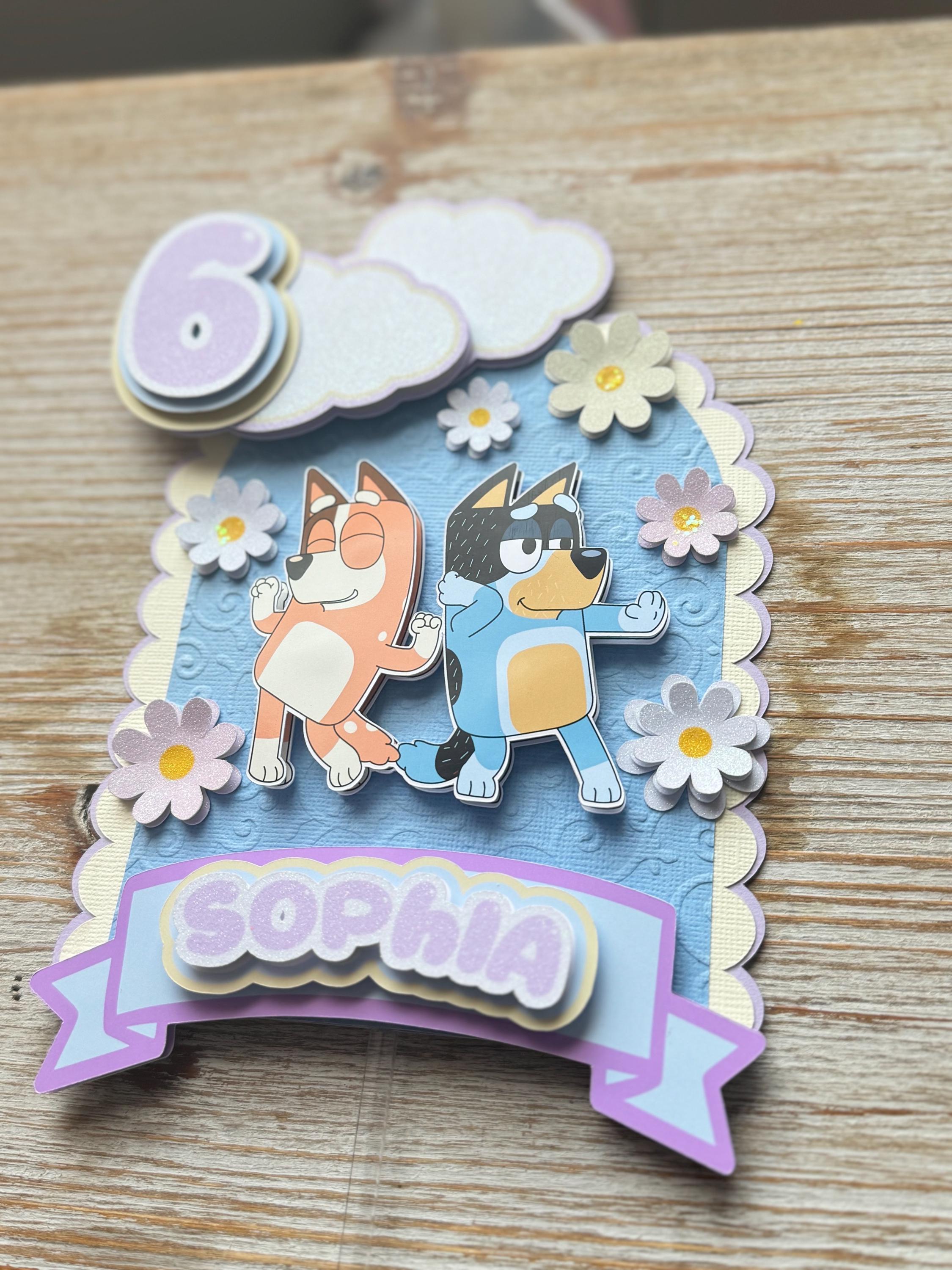 Blue Dog Floral Cake Topper