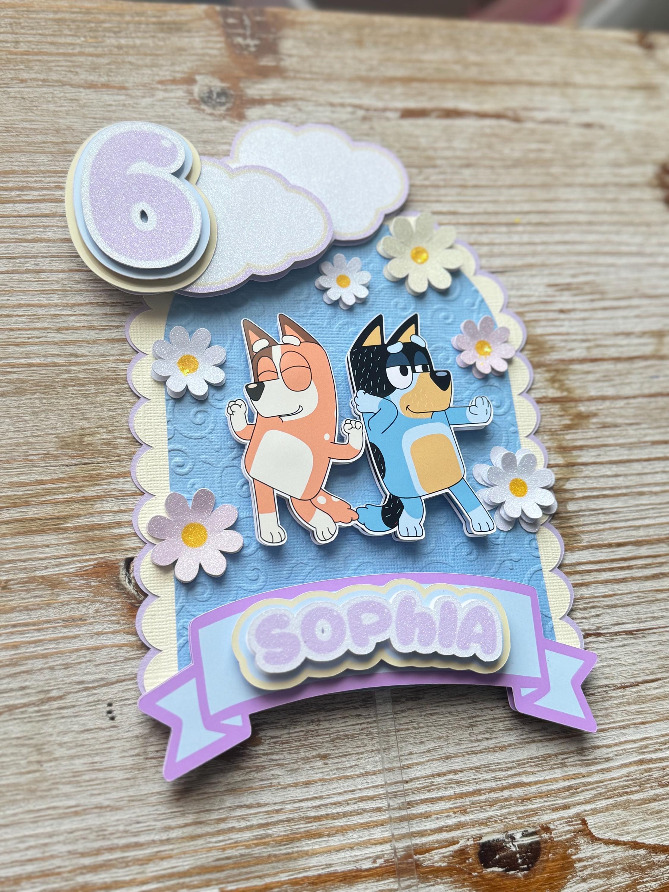 Blue Dog Floral Cake Topper