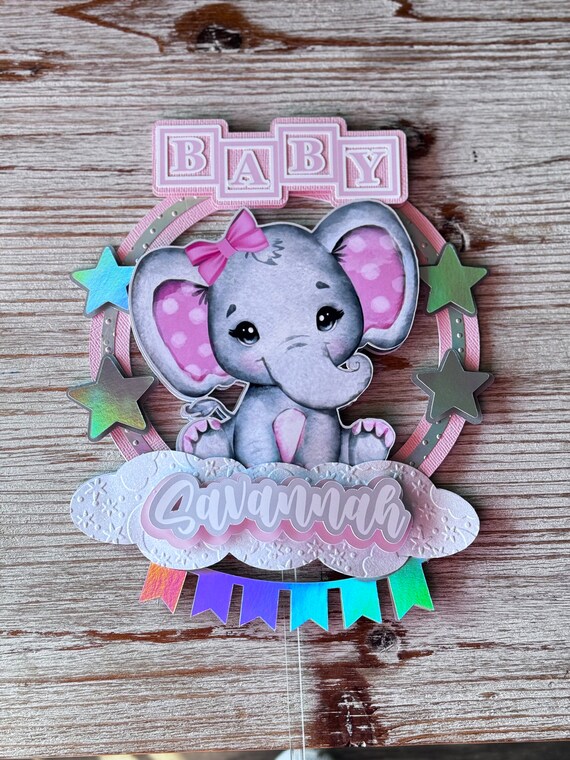 Babyblue Elephant Cake Topper Babyshower Cake Topper/ Blue