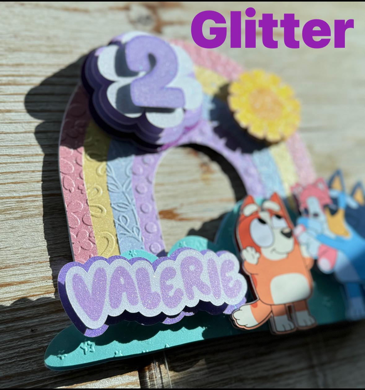 Rainbow bluey bingo cake topper