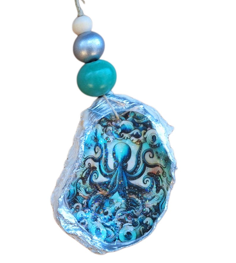 Octopus Shell Ornaments: Coastal Christmas Ornaments - Etsy