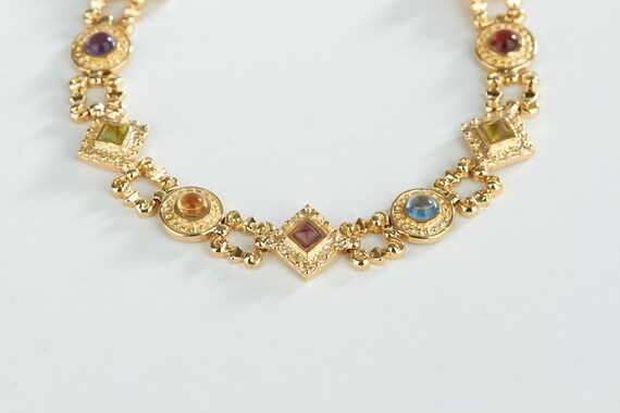 Diamond and Circle Alternating Link Gemstone Brac… - image 3