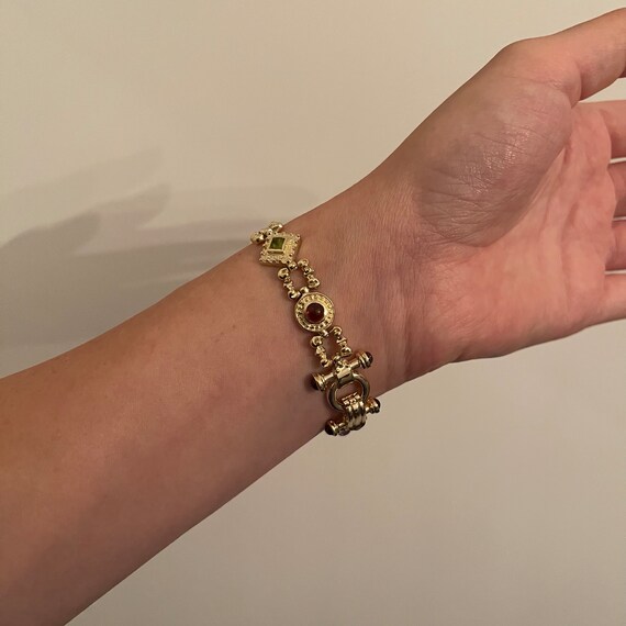 Diamond and Circle Alternating Link Gemstone Brac… - image 5