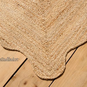 Natural Jute Rug - Wavy Edge Rug, Scalloped Jute Rug, Bohemian Rug, Jute Scalloped Rug, Jute Rug Rectangular, Scallop Jute Rug, Custom Rug