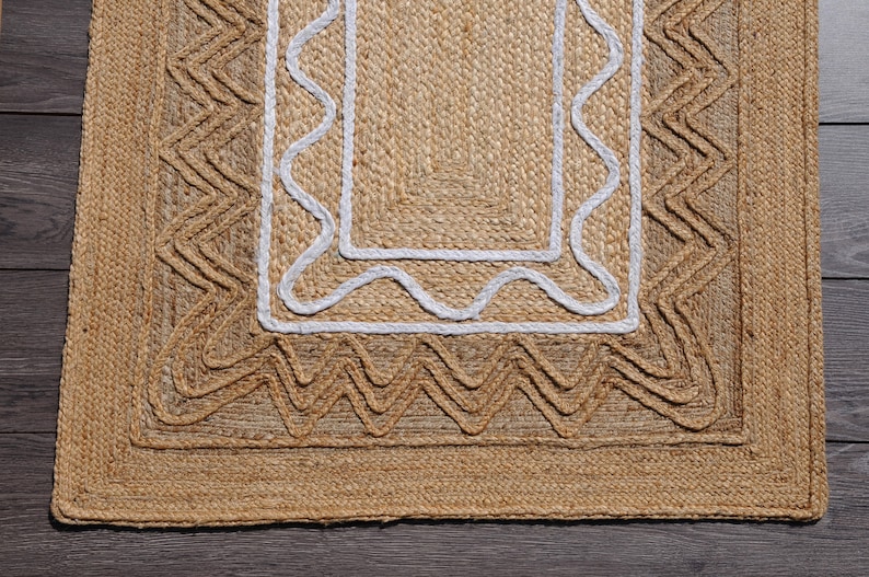 Indian Handmade Solid Natural Jute Braided Rug Custom Size Living Room