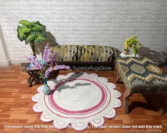 Dining Room Rug Round Rug Handmade Rug Hallway Rug Vintage Decor Rug Indian Jute Rug Hand Braided Rug Outdoor Rug Bedroom Rug Kitchen Rug