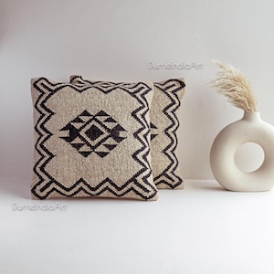 18x18 inch Wool Jute Cushion, Home Decor,Handwoven Kilim Pillow, Bohemian Pillow, Decorative Pillow,Bench Cushion Cover,Vintage Kilim Pillow