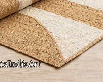 Handmade Natural Jute Rug, Area Jute Rug, Custom Size Rug, Braided Jute Rug, Rugs for Living Room, Large Jute Rug, Jute Rug Rectangular